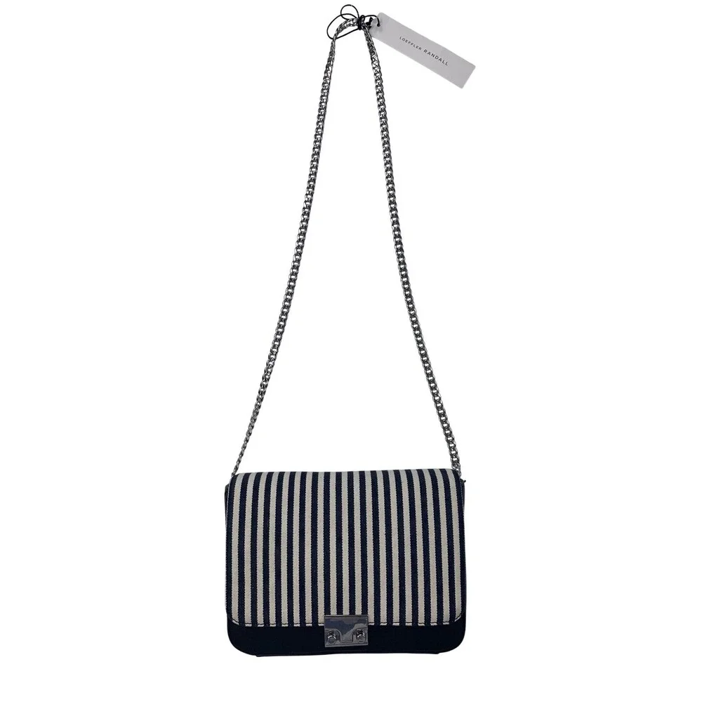 Loeffler Randall Leather Silver Chain Clutch Crossbody Handbag NWT $395 AS IS